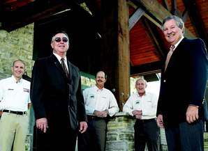 Left to right: James Kinney, Equipment Service Technician; Richard McBride, Field Sales Consultant; Dr. Josephy Bender; Dr. John Watters; and Bob O'Neill, Equipment Sales Specialist.