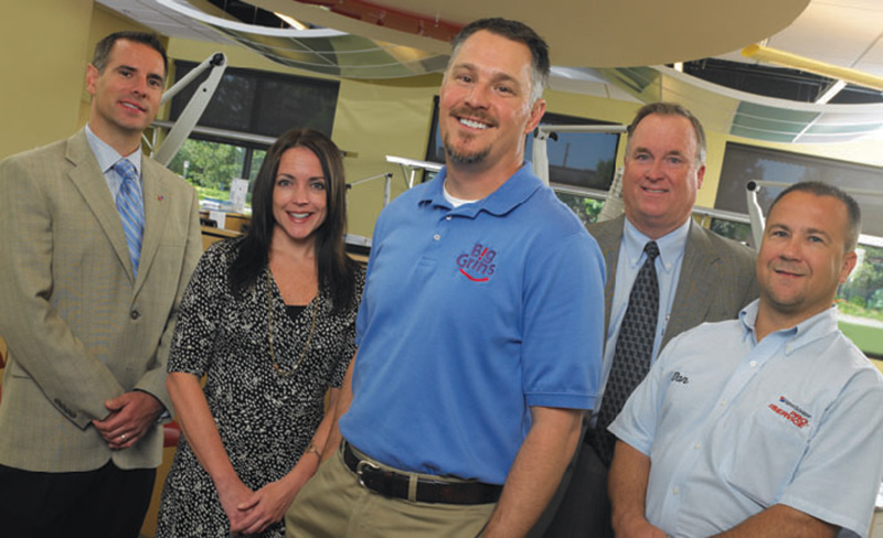 Left to right: Jason Krause, Regional Manager; Maryann Johnson, Field Sales Consultant; Dr. Greg Evans; Jim Ferrell, Equipment Sales Specialist; Dan Powers, Service Technician.