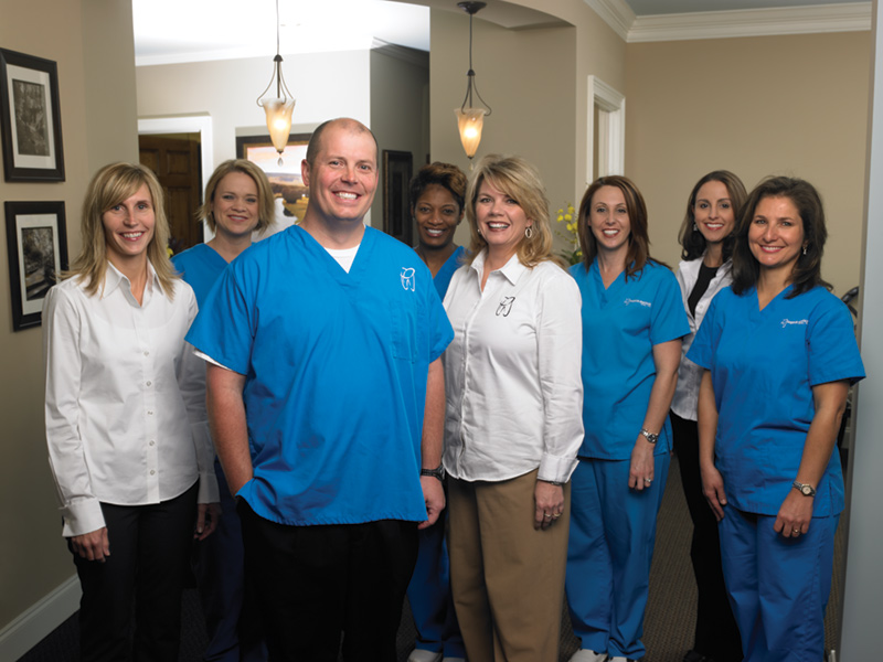 Left to right: Becky Harms, Pam Lassiter, Dr. Roger M. Harris III, Trey Harris, Letitia Skinner, Renee Wooten, Lisa Furmanek, Sarah Kirby, and Julie Pierce.