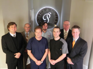 Front: Dr. Steven Porter and Dr. Patrick Singley. Back Row: left to right–Andy Garrison, Field Sales Consultant; James Kinney, Digital Technology Consultant; Warren Torrey, Equipment Service Technician/CADCAM/CIT/Software; Bobby Manual, Equipment Sales Specialist; Todd Carter, Regional Manager.