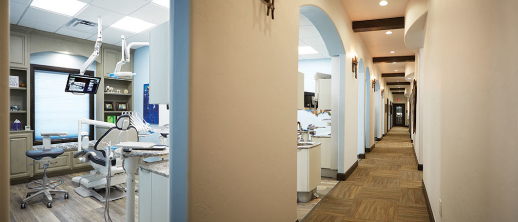 Hallway looking in to operatory showing office design